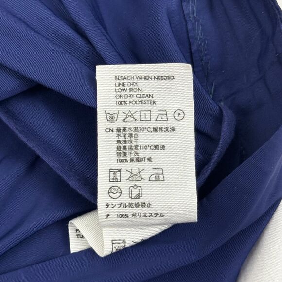 COS A-Line Midi Skirt US 6 Navy Blue Sheen Pleated Office B43 - Picture 6 of 6